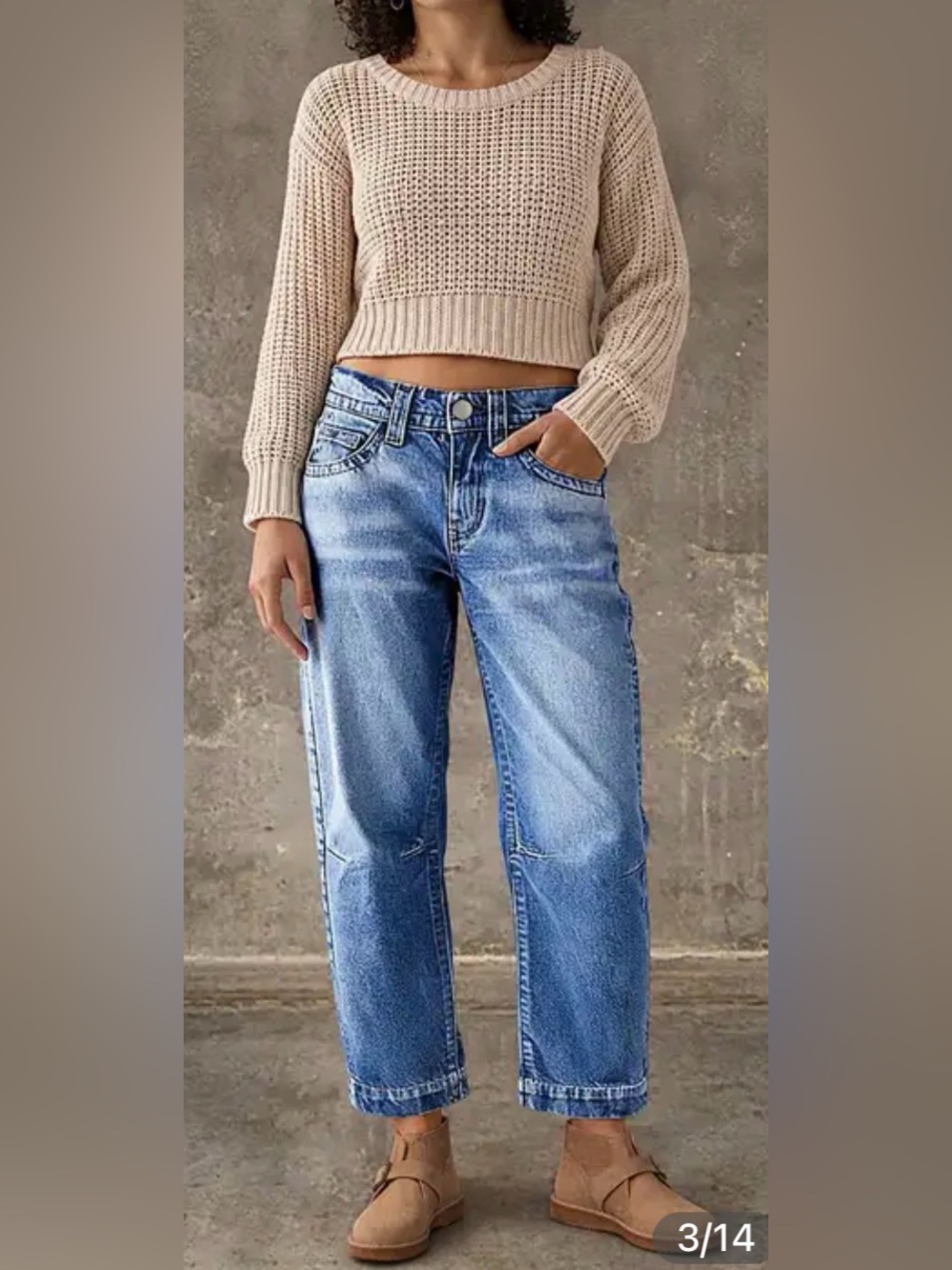 Flamingals Stitch Detail Mid Waist Straight Leg Crop Jeans
